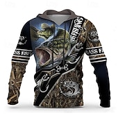 abordables Motif 3D-Homme Graphic Poissons Sweat à capuche Sweats à Capuche Sweat-shirt Sweat à capuche manche longue Sweat à capuche Capuche Vêtement de rue 3D effet Sport &amp; Loisir du quotidien Noir Bleu Roi Imprimer