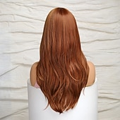 preiswerte Trendige synthetische Perücken-Synthetic Wig Uniforms Career Costumes Princess Straight kinky Straight Middle Part Layered Haircut Machine Made Wig 22 inch Black / Brown Synthetic Hair Women's Cosplay Party Fashion Dark Brown