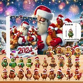 cheap Tree Accessories-Christmas Advent Calendar Ornaments,2D Acrylic Cute Chicken Baby 24pcs Christmas Ornament Kit Gift 24 Days Countdown Mini Hanging Tree Xmas Ornaments for Christmas Party Decorations