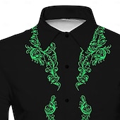 preiswerte Westernhemden für Herren-Herren Blumen Hemd Westernhemd Cowboy-Shirt Langarm Lässig Täglich Herbst Winter Umlegekragen Druck Button-Down Weiß Gelb Blau Grün Grau