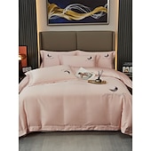 economico Collezione d&#039;elite-Set copripiumino da 4 pezzi, 100% cotone biologico, tessuto morbido e traspirante, include copripiumino e federe per un sonno confortevole.
