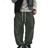 cheap Cargo Pants-Men's Cargo Pants Corduroy Pants Trousers Straight Leg Sweatpants Elastic Waist Drawstring Multi Pocket Plain Wearable Outdoor Daily Camping &amp; Hiking Fashion Classic Black Army Green