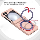 cheap Samsung Cases-Phone Case For Samsung Galaxy Z Flip 6 Z Flip 5 Z Flip 4 Z Flip 3 Back Cover with Stand Holder Magnetic Support Wireless Charging Retro TPU PC
