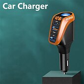 cheap Car Charger-12/24V Car Lighter Charger Universal Fast Charging 66W QC3.0 USB PD20W Type-C Power Supply Socket Adapter 4in1 with LCD Display for Driver RTV SUV MPV