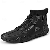 abordables Bottines-bottines décontractées en similicuir marron clair pour hommes avec détails cousus à la main, tige en tricot et lacets à bascule réglables - conception confortable et robuste pour l&#039;extérieur et le quotidien