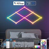 abordables Luces inteligentes-Aplique de pared LED inteligente con conexión USB, RGB, wifi, Tuya, colorido, conectable por Bluetooth, para juegos de deportes electrónicos y decoración de pared LED, 6/9/12 paquetes