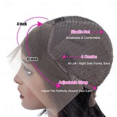 abordables Perruques à dentelle frontale-Perruque Cheveux Naturel Rémy 13x4 devant en dentelle Cheveux Brésiliens Bouclé Yaki Droite Noir Partie libre Avec queue de cheval perruques pour femmes noires Densité 180% avec des cheveux de béb
