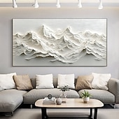 cheap Landscape Paintings-Handmade Original Snow Mountain Oil Painting On Canvas  Abstract Texture Winter Landscape Wall Art for Home Decor With Stretched Frame/Without Inner Frame Painting