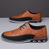 baratos Semi-formal-sapatos oxford masculinos de couro sintético bicolor – design com cadarço e detalhes brogue, elegantes e confortáveis para ocasiões casuais e formais