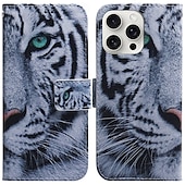 levne Pouzdra pro iPhone-telefon Carcasă Pro iPhone 16 Pro Max Plus iPhone 15 Pro Max Plus iPhone 14 13 12 11 Pro Max Plus Mini SE Zadní kryt se stojánkem Magnetické Slot pro kartu Tygr Retro TPU PU kůže