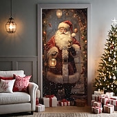 baratos Capas para portas de Natal-decorações de porta de natal capas de porta natal papai noel em pé porta tapeçaria cortina de porta decoração pano de fundo porta banner para porta da frente fazenda festa de fim de ano decoração