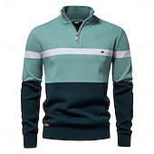 preiswerte Herrenpullover-Marke hochwertige Baumwollpullover für Männer Reißverschluss Rollkragen Pullover Männer Herbst Winter gestreiften warmen Herren Polo-Pullover