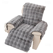 cheap Recliner Chair Cover-Plush Recliner Slipcover Home Faux Fur Fluffy Recliner Chair Slipcover Non Slip Back Fuzzy Fluffy Reclining Couch Cover Soft Comfort Sofa Slipcover Washable Furniture Protector