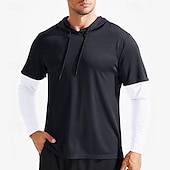 baratos Camisetas e Regatas de Corrida-Homens Camisetas Compressão Camisa Atlético camisa de ginástica Camisa Fitness 2 em 1 Manga Longa Moletom Casual Roupa Esportiva Outono Respirável Secagem Rápida Macio Treino de Ginástica Corrida