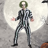 preiswerte Klassischer Horror-Beetlejuice 2 Horrorfilm Käfersaft Anzüge &amp; Blazer Erwachsene Herren Cosplay-Kostüm Party / Abend Karneval Einfaches Karnevalskostüm