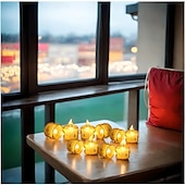 cheap Candle Lights-LED Electronic Candle Light Battery Powered Ghost Festival Decoration Night Light for Christmas New Year Wedding Party Home Decoration Lighting 4/12/24pcs for Halloween