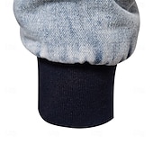 billige Denimjakker-Herre Fleece-jakke Jean jakke Denimjakker Fritid / hverdag Høst vinter Fargeblokk Fritid Knaphul Normal Mørkegrå Mørkeblå Lyseblå Jakker