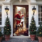levne Vánoční kryty dveří-vánoční ozdoby na dveře kryty dveří Vánoce Santa jízda na kole tapisérie dveřní závěs dekorace pozadí vnitřní / venkovní banner dveří pro přední dveře statek vánoční dovolená party dekorace zásoby