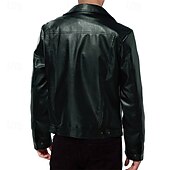 billiga Skinnimiterad jacka-Herr Imitationsläderjacka Bikerjacka Röd skinnjacka Motorcykeljacka Dagligen Semester Vindtät Håller värmen Ficka Höst vinter Slät Mode Klassisk Kavajslag Normal Imitationsläder Svart Vit Vin