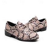 baratos Semi-formal-sapatos sociais masculinos com cadarço e estampa de cobra - sapatos oxford formais com padrão exótico para festas e eventos