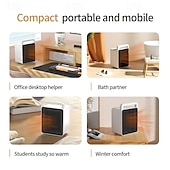 abordables Équipements de chauffage-radiateur d&#039;appoint 900w radiateur d&#039;appoint électrique portable mini radiateur silencieux de sécurité multiple 2 modes chauffage de sécurité rapide en céramique ptc radiateur pour bureau chambre