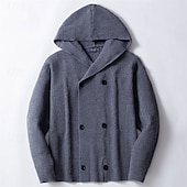 economico Maglioni Cardigan da uomo-Per uomo Cardigan Maglione Maglione corto Maglione lavorato a maglia A coste Maglia Standard Bottone giù Liscio Con cappuccio Di tendenza Classico Da tutti i giorni Appuntamento Abbigliamento Autunno