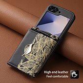 Недорогие Чехлы для Samsung-телефон Кейс для Назначение SSamsung Galaxy Z-флип 6 Кошелек для карт со стендом Магнитный с ремешком Ретро ТПУ Кожа PU
