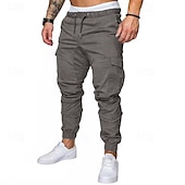 cheap Cargo Pants-Men&#039;s Cargo Pants Cargo Trousers Joggers Trousers Drawstring Elastic Waist Multi Pocket Solid Color Sports Outdoor Daily Wear Streetwear Casual Black White