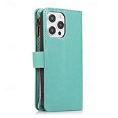 cheap iPhone Cases-Phone Case For iPhone 16 Pro Max Plus iPhone 15 Pro Max Plus iPhone 14 13 12 11 Pro Max Mini SE X XR XS Max 8 7 Plus Back Cover with Stand Holder Zipper with Wrist Strap Retro TPU PU Leather