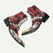 baratos Botas de couro premium-Botas de Motocicleta em Couro de Vaca Premium Masculinas com Cadarço e Fivela de Dragão com Ponta Dourada Padrão de Pele de Cobra e Lantejoulas–Estilo Western Ousado para Eventos de Motocicleta e