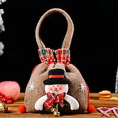 Недорогие Коллекционные фигурки-подарочные пакеты для конфет на Рождество, тканевые пакеты для конфет, яблок, подарков на вечеринку, декор рождественской елки, многоразовые и долговечные, небольшие подарочные пакеты для