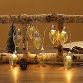 abordables Guirlandes lumineuses à piles-Guirlande lumineuse de Noël avec ampoules, flocons de neige, roses, 1,5 m, 10 LED, alimentée par batterie, décoration intérieure et extérieure pour la maison, fête du Nouvel An, décoration d&#039;arbre de