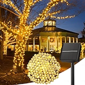 cheap Solar String Lights-LED Solar Christmas String Lights Outdoor Waterproof 100m 334.5Ft 1000LED/50m 171Ft 500 LED Solar Christmas Lights with Remote8 Modes Waterproof Patio Lights for Christmas Tree Patio Yard Garden Party Decor