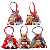 Недорогие Коллекционные фигурки-подарочные пакеты для конфет на Рождество, тканевые пакеты для конфет, яблок, подарков на вечеринку, декор рождественской елки, многоразовые и долговечные, небольшие подарочные пакеты для