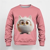 preiswerte Mädchen 3D Cartoon-Mädchen 3D Graphic Karikatur Pullover Langarm Frühling Herbst Modisch Basic kinderkleidung 4-12 Jahre Rundhalsausschnitt Outdoor Casual Täglich Regular Fit