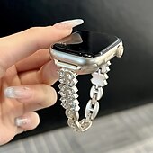baratos Pulseiras de Apple Watch-Pulseira de joias Compatível com Pulseira Apple Watch 38mm 40mm 41mm 42mm 44mm 45mm 49mm Bling Diamond Ajustável Respirável Lega pulseira de substituição para iwatch Ultra 2 Series 9 8 7 SE 6 5 4 3 2