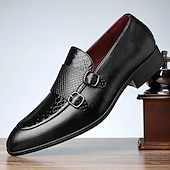 Χαμηλού Κόστους Ημιεπίσημο-ανδρικά loafers από ψεύτικο δέρμα με σχέδιο κροκόδειλου με λεπτομέρεια με διπλή αγκράφα - κομψά παπούτσια για επίσημες περιστάσεις και επαγγελματικές συναντήσεις