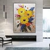 cheap Landscape Paintings-Handmade Oil PaintingCanvasWall Art DecorationAbstract Knife PaintingFlowers Warm ColorsFor Home Decor Rolled Frameless Unstressed Painting