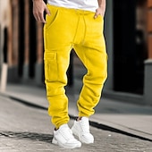 baratos Calças Desportivas-Homens Calças Cargo Calças Calça de moletom cargo Cintura elástica Bolso multi Punho com Elástico Tecido Vestível Ao ar livre Diário Acampar e Caminhar Moda Clássico Preto Amarelo