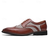 Недорогие Броги-мужские коричневые оксфорды из искусственной кожи с узором «гусиная лапка» и деталями в стиле «брог» — классические туфли для деловых встреч и свадеб