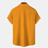 お買い得  ハロウィンシャツ-Halloween 男性用 ゴースト ハロウィーンコスチューム ボーリングシャツ ボタンアップシャツ 半袖 ハワイアン カジュアル バケーション 日常 夏 折襟 ボタンアップ 3Dプリント イエロー