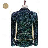 cheap Party Blazer-Men&#039;s Blazer Jacket Tuxedo Party Sparkle Sequin Polka Dot Blazer Black White Green Standard Fit Single Breasted One-button