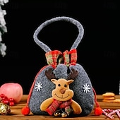 Недорогие Коллекционные фигурки-подарочные пакеты для конфет на Рождество, тканевые пакеты для конфет, яблок, подарков на вечеринку, декор рождественской елки, многоразовые и долговечные, небольшие подарочные пакеты для