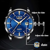 cheap Quartz Watches-LIGE Men Quartz Watch Minimalist Calendar Stainless Steel Watch