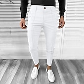economico Chino-Per uomo pantaloni della tuta Pantaloni affusolati Pantaloni Chino Bottoni Tasche Liscio Comfort Formale Feste Ufficio Di tendenza Classico Nero Bianco Media elasticità