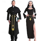 cheap Couple &amp; Group Costumes-Nun Priest Couples Cosplay Costume Couples&#039; Costumes Adults&#039; Men&#039;s Women&#039;s Cosplay Sexy Costume Carnival Masquerade Easy Carnival Costume
