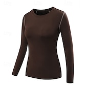 abordables T-shirts et Débardeurs de Course-Femmes T-shirt de compression T-shirt athlétique T-shirt de Gym T-shirt de Fitness manche longue T-shirt Occasionnel Athleisure Automne Couleur Unie Séchage Rapide Doux Respirant Entraînement en