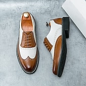 cheap Formal-Men&#039;s Two-Tone Faux Leather Wingtip Oxford Gatsby Shoes – Vintage 1920s Brogue Spectator Dress Shoes for Wedding, Prom, Swing Dance, Roaring Twenties Party