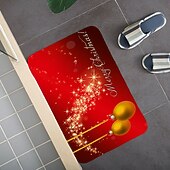 halpa Christmas Bath-3 kpl joulukylpymatot ja -mattosarjat joulun liukumaton vettä imevä kylpymatto, wc-istuimen/kannen kansi, u-muotoinen wc-matto, kodin ovimatot karhun jalanjäljet