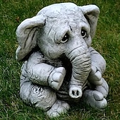 cheap Garden Sculptures&amp;Statues-Elephant Figurine Ornament - Resin Animal Garden Statue for Outdoor, Patio, Home Decor - Versatile Hanging Attachment for All Season Celebrations Including Christmas, Halloween, Easter